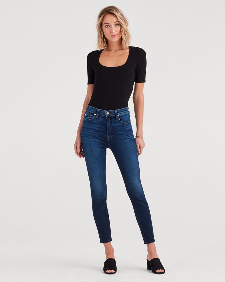 7 For All Mankind B(air) Denim Aubrey Super High Waist Ankle Skinny In Authentic Fate