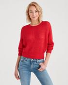7 For All Mankind Open Weave Sweater In Bright Red