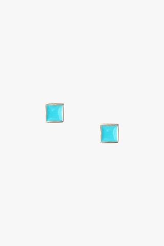 7 For All Mankind Square Stud Earrings In Sterling Silver And Turquoise