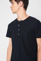 7 For All Mankind Short Sleeve Thermal Henley In Midnight Navy