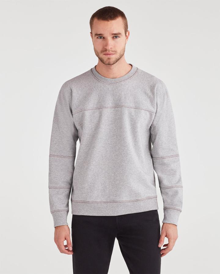 7 For All Mankind Paneled Fleece Sweatshirt In Heather Grey