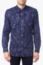 7 For All Mankind Abstract Western Shirt In Ink Blue