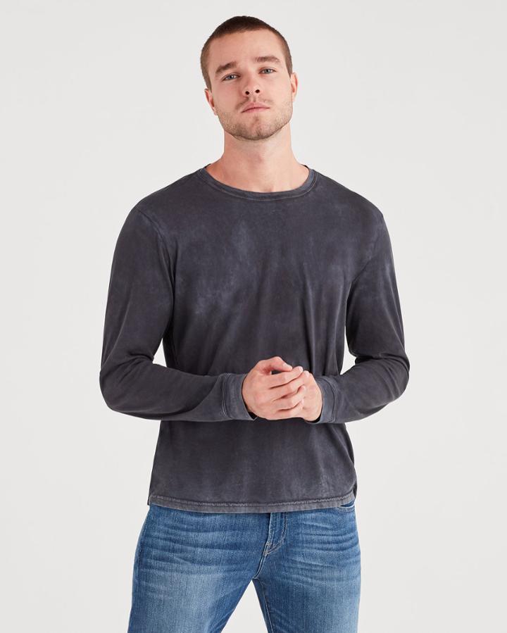 7 For All Mankind Long Sleeve Washed Tee In Old Black