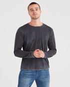 7 For All Mankind Long Sleeve Washed Tee In Old Black