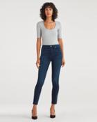 7 For All Mankind Women's High Waist Ankle Skinny In Blue Black Santiago