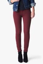 7 For All Mankind The Ankle Skinny In Cranberry Riche Sateen