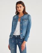 7 For All Mankind Women's Denim Jacket In Mid Blue
