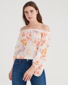 7 For All Mankind Off Shoulder Blouson Top In Loft Garden
