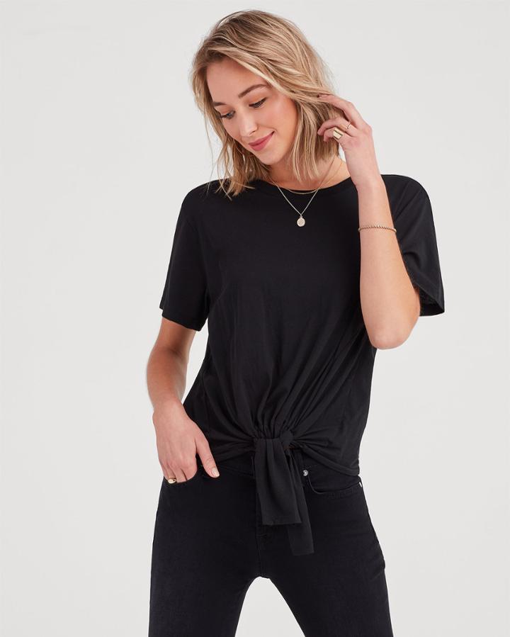 7 For All Mankind Tunnel Front Tee In Jet Black