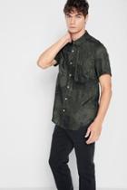7 For All Mankind Short Sleeve Camo Print Shirt In Tonal Camo