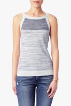 7 For All Mankind Lurex Sweater Tank In Navy/white
