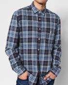 7 For All Mankind Men's Long Sleeve Brushed Plaid Shirt In Navy