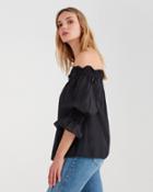 7 For All Mankind Women's Off Shoulder Smock Top In Black