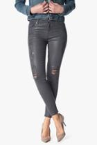 7 For All Mankind The Ankle Skinny In Deep Grey Destroy
