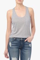 7 For All Mankind Linen Racerback Tank In Light Grey