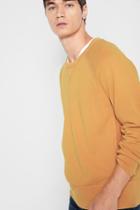 7 For All Mankind Reverse Side Panel Crewneck Sweatshirt In Ochre