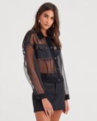 7 For All Mankind Organza Bubble Jacket In Stark Black