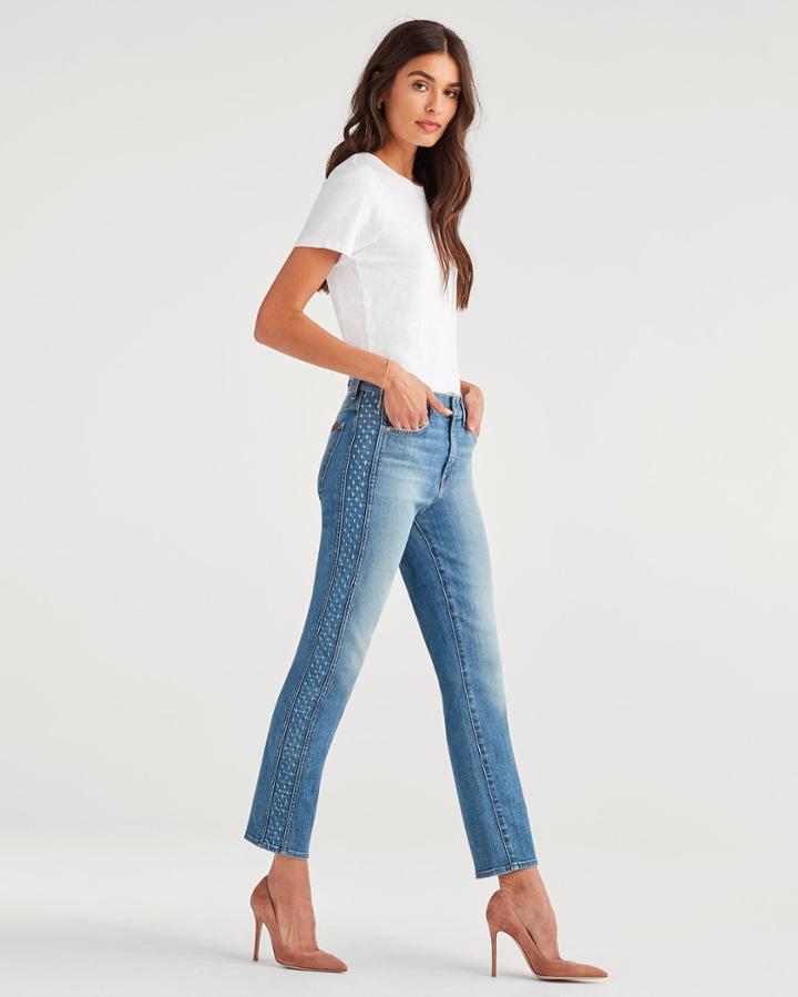 7 For All Mankind Women's Ankle Skinny With Laser Sides In Vintage Park