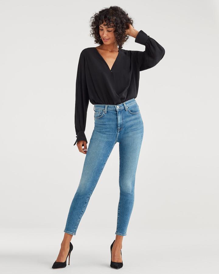 7 For All Mankind Women's Luxe Vintage High Waist Ankle Skinny In Beau Blue