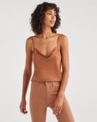 7 For All Mankind Women's Satin Cowl Neck Tank In Penny