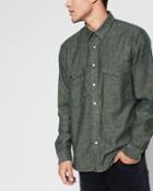7 For All Mankind Men's Long Sleeve Double Patch Pocket Shirt In Dark Fatigue