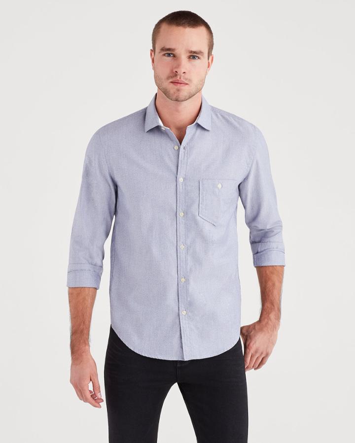 7 For All Mankind Men's Long Sleeve Oxford In Light Blue