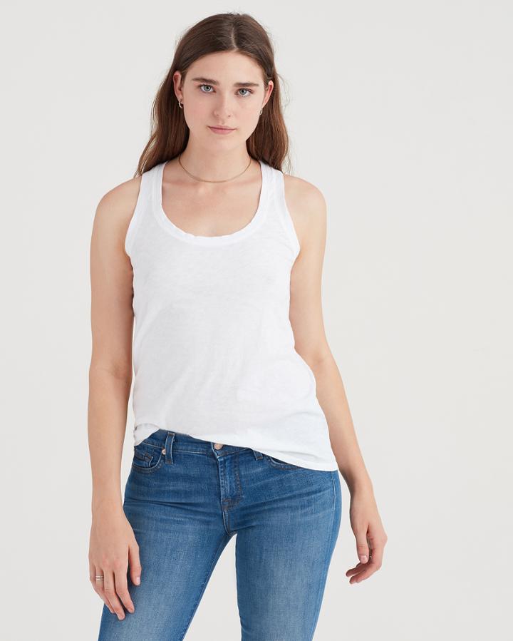 7 For All Mankind Slub Racer Tank In White