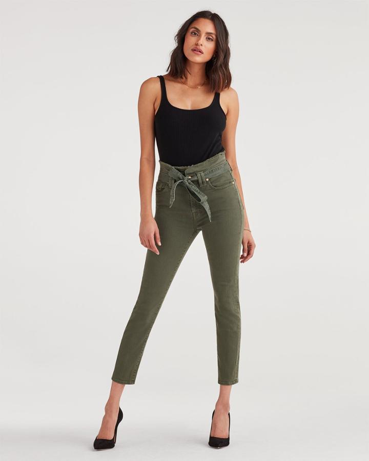 7 For All Mankind Women's Paperbag Jean In Army