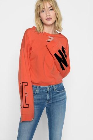 7 For All Mankind Be On Tomboy Long Sleeve Tee In Poppy