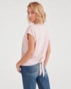 7 For All Mankind Tie Back Tee In Optic Pink Sunrise