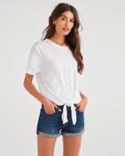 7 For All Mankind Women's Linen Tunnel Front Tee In Optic White