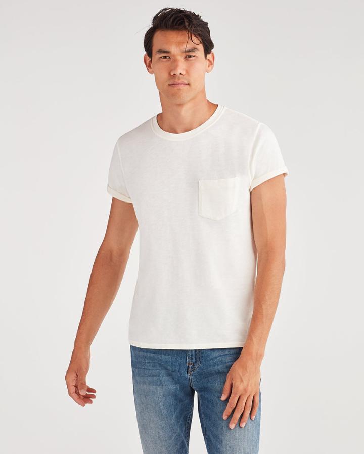 7 For All Mankind Men's Boxer Pocket Tee In Ecru
