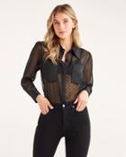 7 For All Mankind Women's Swiss Dot Patch Pocket Top In Jet Black