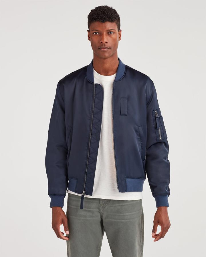7 For All Mankind Men's Class-a Bomber Jacket In Midnight Navy