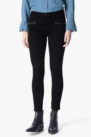 7 For All Mankind B(air) Denim Ankle Skinny With Front Zips In Black