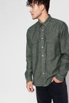 7 For All Mankind Long Sleeve Double Patch Pocket Shirt In Dark Fatigue