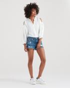 7 For All Mankind Cut Off Short With Patches In Laser Patched Denim