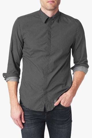 7 For All Mankind Long Sleeve Clean Front Shirt In Black & White