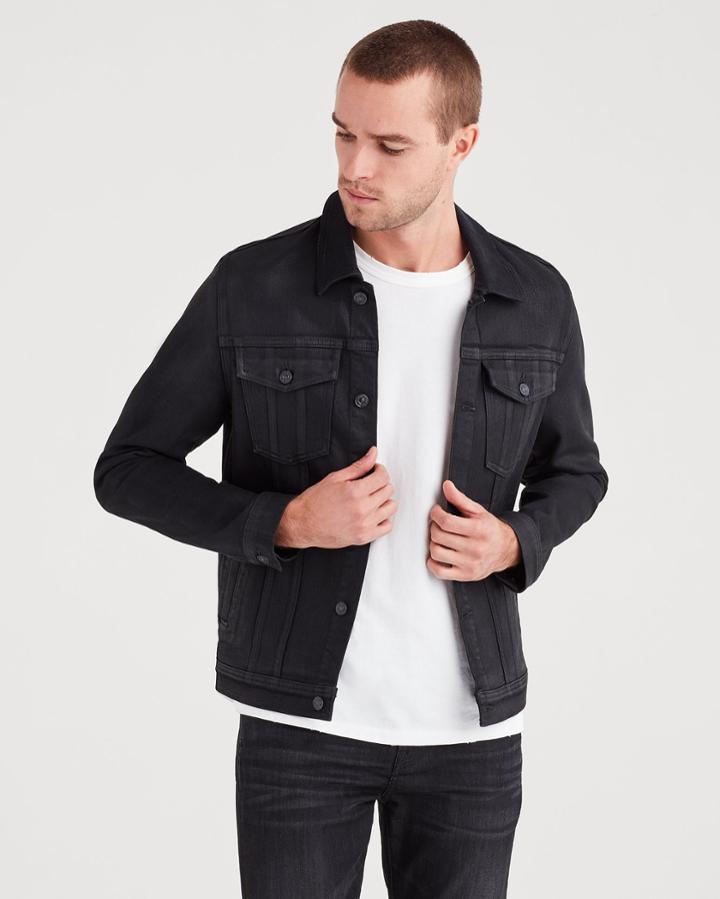 7 For All Mankind Trucker Jacket In Midnight Oil