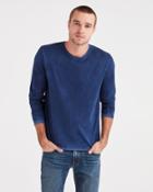 7 For All Mankind Long Sleeve Washed Tee In Navy