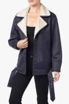 7 For All Mankind Oversized Faux Shearling Jacket In Fog Blue