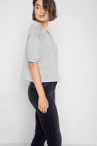 7 For All Mankind Short Sleeve Oversize Tee In Heather Grey