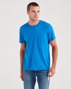 7 For All Mankind Short Sleeve Raw Pocket Crew In Imperial Blue