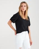 7 For All Mankind Twist Sleeve Tee In Black