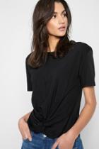 7 For All Mankind Knotted Front Tee In Black