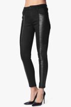 7 For All Mankind The Skinny With Quilted Leather Sides In Black