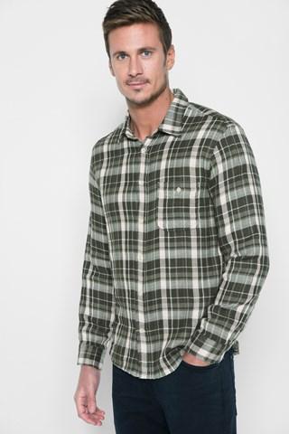 7 For All Mankind Long Sleeve Double Face Plaid Shirt In Slate Grey