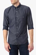 7 For All Mankind Long Sleeve Mini Textured Shirt In Navy
