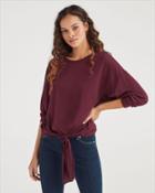 7 For All Mankind Women's Feather Weight Jersey Long Sleeve Tunnel Front Tee In Wine