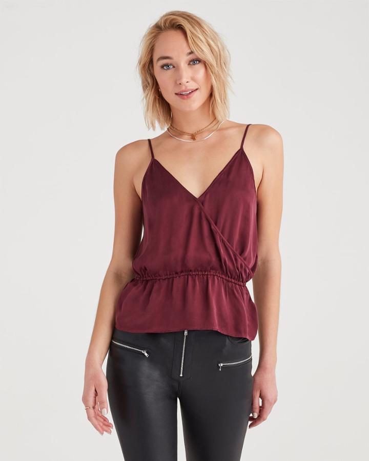 7 For All Mankind Wrap Front Cami In Dark Merlot